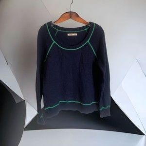 Old Navy Women's Sz Medium Blue Green Stitch Round Neck Pullover Knit Sweater